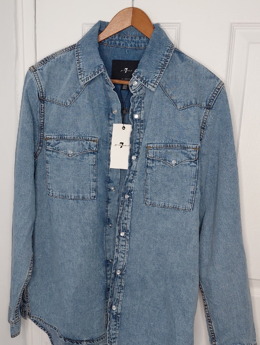 7 For All Mankind Light Blue Denim Western Shirt